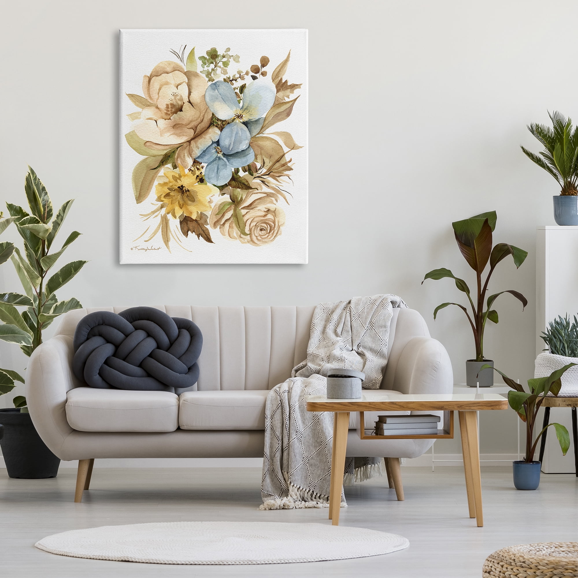 Stupell Industries Earthy Floral Watercolor Botanical & Floral Painting Gallery Wrapped Canvas Art Print Wall Art, 36 x 48