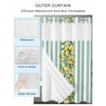 thumbnail image 2 of No Hook Cloth Fabric Shower Curtain with Snap in Liner, Aqua Stripes Lemon Waterproof Shower Curtains Set with See Through Top Window, Spring Botanical Plant Vertical Line Bath Curtains 66"x72", 2 of 6