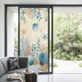 thumbnail image 3 of Teal Blue Coastal Window Privacy Film,Summer Beach Starfish Shell Coral Nautical Retro Static Cling UV Sun Blocking Window Tint Day and Night,Non-Adhesive One Way Privacy Cover 35.4''x78.7'', 3 of 7
