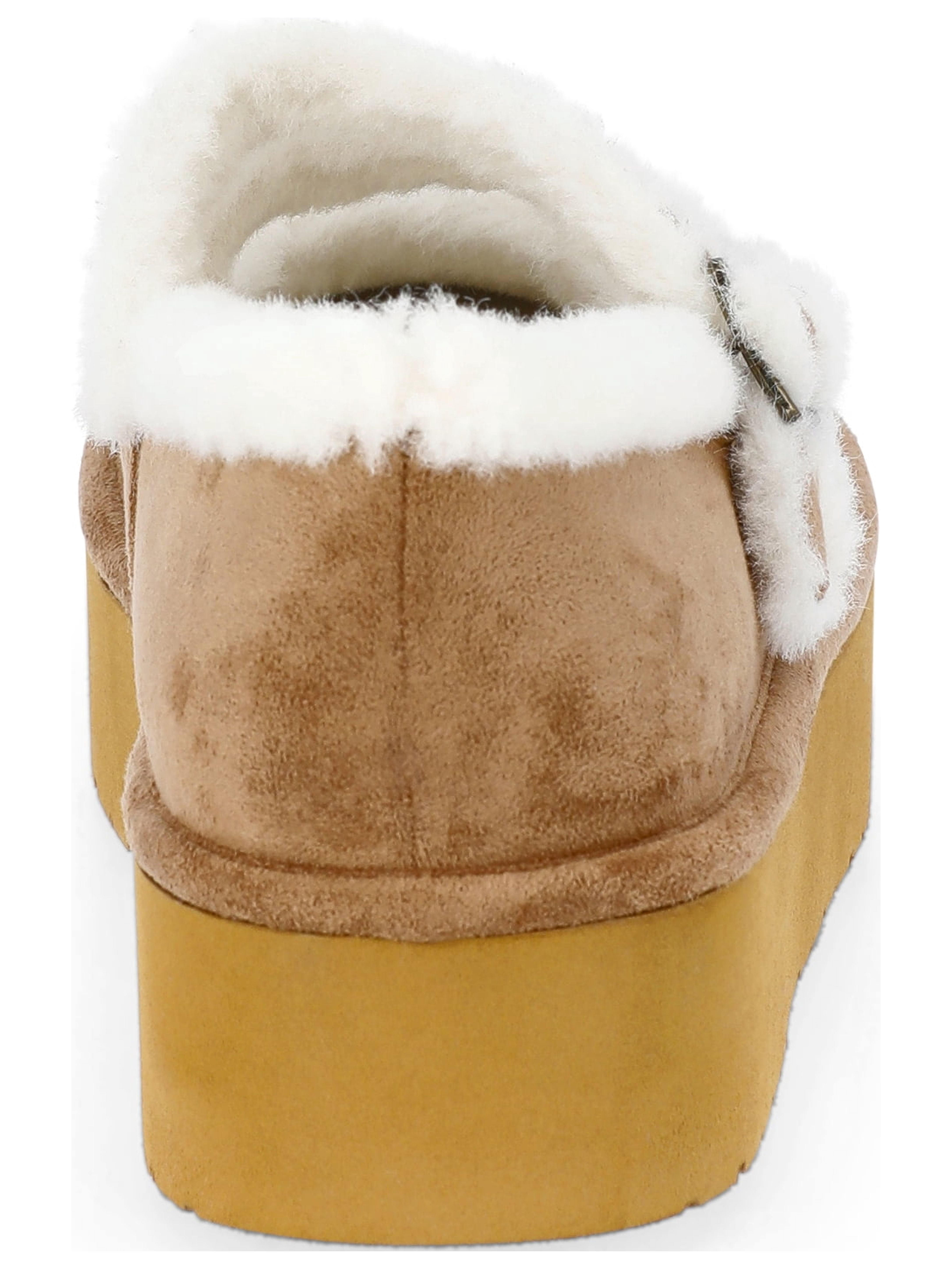 Madden NYC Women's Cozy Platform Mary Janes with Faux Fur Lining