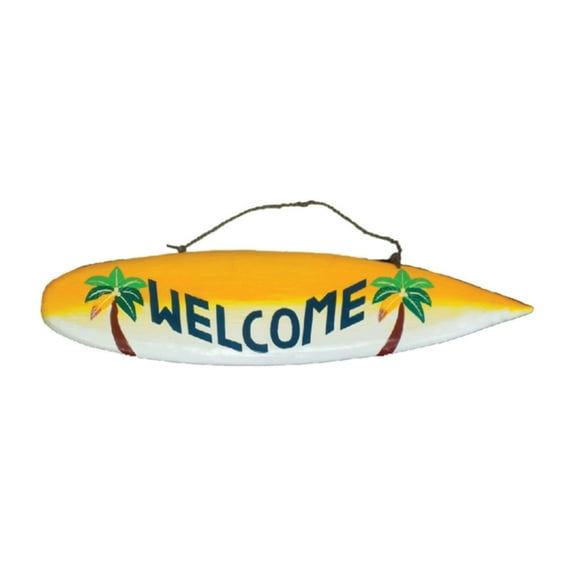 Polyresin Hand Painted Welcome Surfboard Wall Art Sign