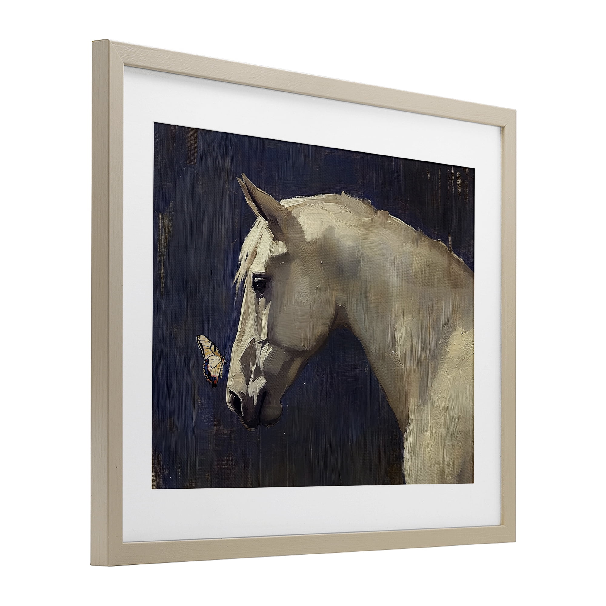 Stupell Industries Peaceful Meeting Horse & Butterfly Birch Framed Print Under Glass, design by Svetlana Aleynikova