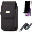 thumbnail image 1 of USB Cable w Case Belt Clip w Privacy Screen Protector for Samsung Galaxy S20 Plus - Retractable Type-C Charger, Swivel Holster Rugged, TPU Film [NOT GLASS] [Fingerprint Works] fits Galaxy S20 Plus, 1 of 17