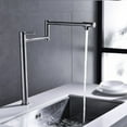 thumbnail image 3 of Pot Filler Faucet 20In Brushed Nickel Finish Dual Handles Retractable Arm 360 Degree Swivel Brass Construction Kitchen Sink Mount 4GPM Flow Rate Deck Mounted Two Joints Modern Design Indoor, 3 of 7