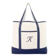 thumbnail image 2 of DALIX Personalized Tote Bag For Women Monogram Initial Open Top Navy Blue K, 2 of 8
