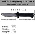 thumbnail image 2 of Oerla OLK-038B Tactical Fixed Blade Knife - 9.45in Overall with 440C Stainless Steel and Black G10 Handle Kydex Sheath, 2 of 7