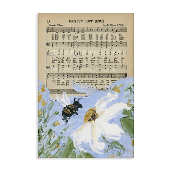 Stupell Industries Floral Music Hymn Religious Painting Gallery Wrapped Canvas Art Print Wall Art, 16 x 24