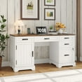 thumbnail image 4 of Executive Desk with File Drawers, 55'' Farmhouse Desk Modern for Adult Home Office, White, 4 of 10