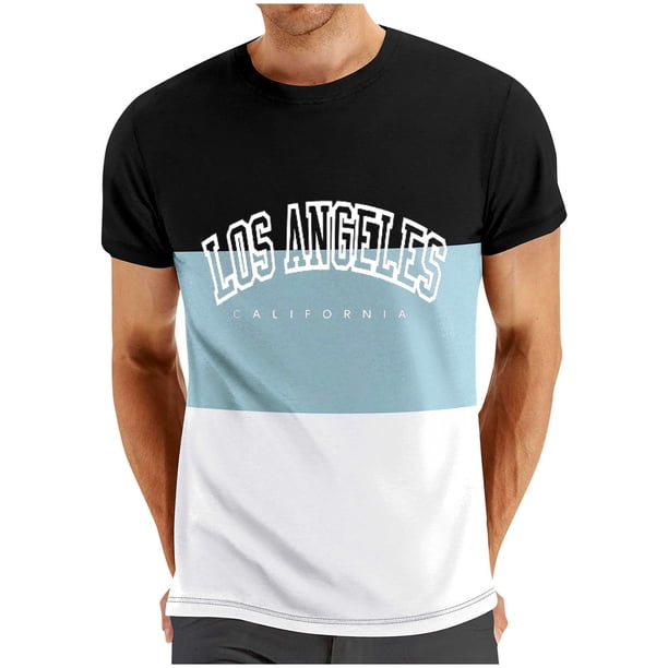 Mens Casual Pantalones Cortos Cuello Redondo Patchwork Impresión Suéter Blusa de Fitness, Camisetas para Hombre