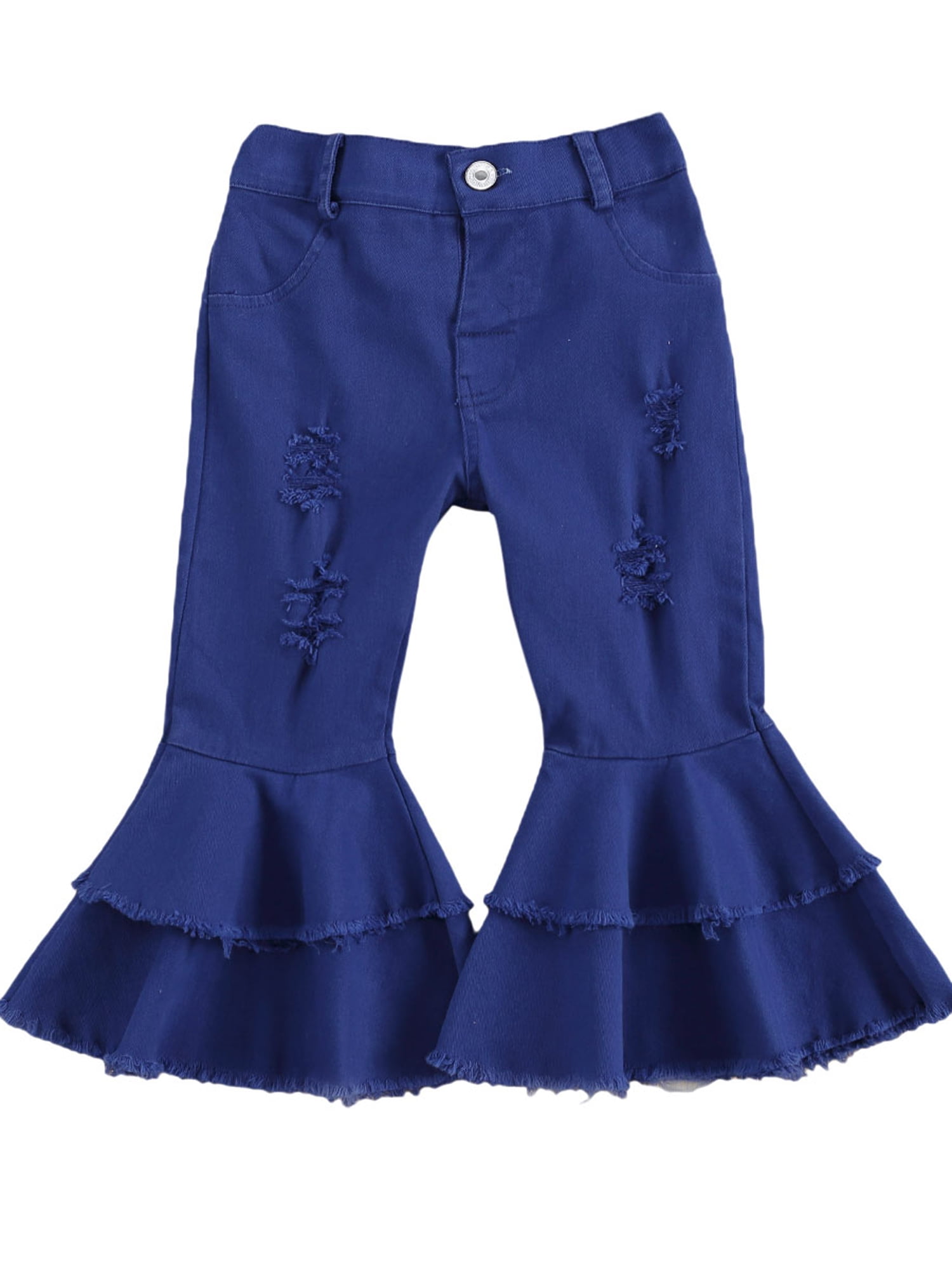Toddler Kid Little Girls Denim Jeans Bell Bottom Flare Pants Long Pants