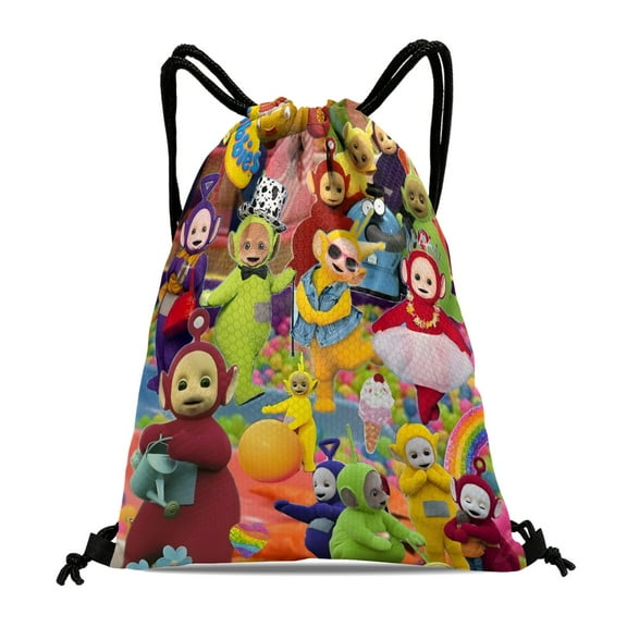 Teletubbies Waterproof Drawstring Sack:Perfect for fitness, hiking, swimming, travel, beach, and shopping, sized at 15.7*17.7 inches (40cm×45cm）.