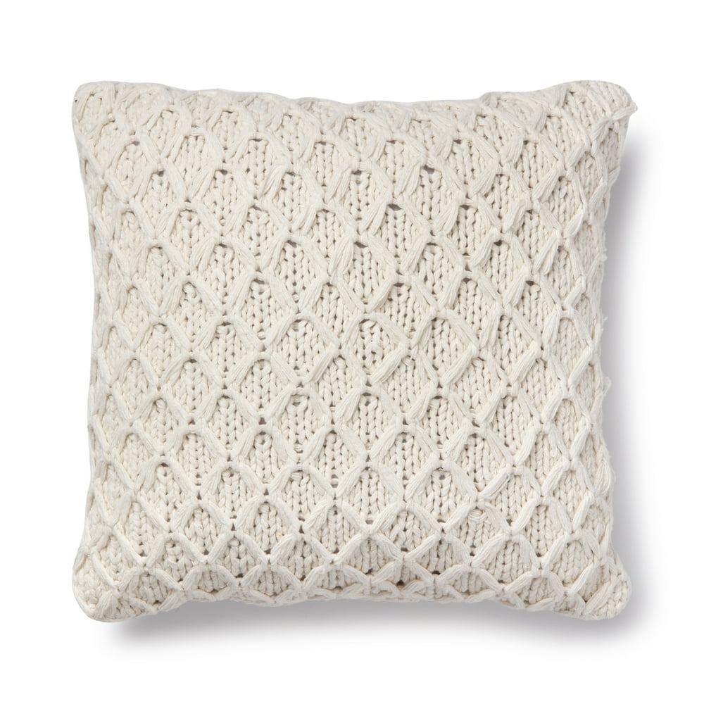 Better Homes & Gardens Sweater Knit Decorative Square Throw Pillow, 18