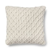 Better Homes & Gardens Sweater Knit Decorative Square Throw Pillow, 18" x 18", Ivory, 1 per Pack