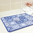 thumbnail image 3 of Diatomaceous Stone Dish Drying Mat, Floral Dish Mat Drying Kitchen Mat, Dishes, Cups, and Utensils Dark Blue 19.7*15.7 inch, 3 of 6