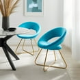 thumbnail image 2 of Side Dining Chair, Set of 2, Gold Blue, Velvet, Modern Contemporary, Kitchen Room Cafe Bistro Restaurant Hospitality, 2 of 8