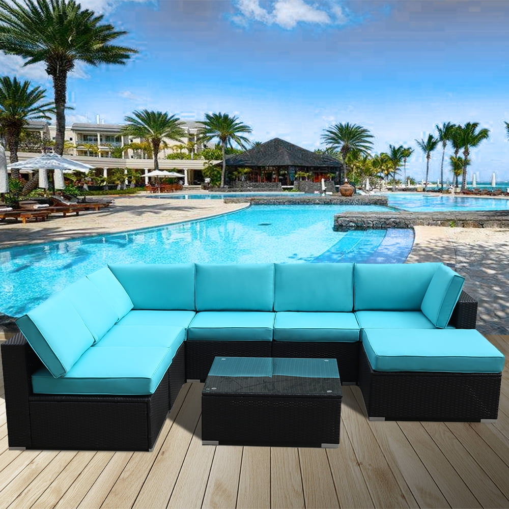 Wicker Loveseat & Patio Chairs & Seating for Dining, 8 Pieces Outdoor Wicker Patio Furniture Set