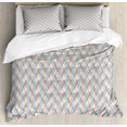 thumbnail image 1 of Abstract Duvet Cover Set King Size, Colorful Continuing Pattern of Diagonal Streaks Overlapping on a Plain Background, Decorative 3 Piece Bedding Set with 2 Pillow Shams, Multicolor, by Ambesonne, 1 of 3