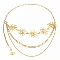 DESIGNICE Body Chain Jewelry for Women,Metal Body Chain,Sunflower Motif Belly Chains for Women,43.4",Gold1