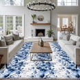 thumbnail image 3 of Large Area Rugs for Living Room Bedroom, Blue Floral 8'x10' Rug Washable Carpet Runner Indoor Outdoor, Vintage Farmhouse Garden Flower Leaves Non Slip Floor Mats Rug for Kitchen, Patio, 3 of 8