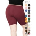 thumbnail image 3 of Stretch Is Comfort Women's Plus Size Cotton Biker Shorts Burgundy 3X, 3 of 6