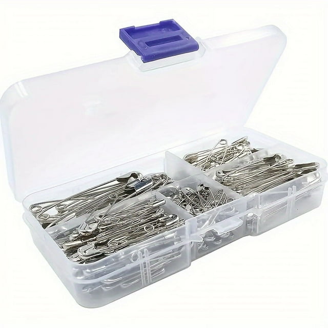 DEBGFS 260-Piece Set Of Strong & Reliable Safety Pins - Durable Rust-Resistant Nickel Plated Steel Perfectly Sharp For Sewing Crafting & More - 4 Assorted Sizes Bulk Pack For Everyd,260pcs,none