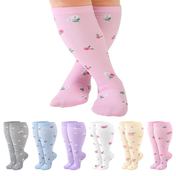 Calcetines de compresión Jspupifip, 6 pares, para mujer, tallas XXL/3XL