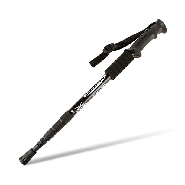 Polo de trekking Ajustable Ajustable Sin deslizamiento Pista de senderismo Bastones de aleación de aluminio Montañismo Escalada Muletas Negro Eigraketly OD003554-02
