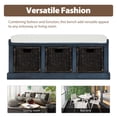 thumbnail image 4 of Euroco 41"  Rustic Storage Bench, Wood Entry Bench with 3 Removable Classic Rattan Baskets & Removable Cushions  for Living Room, Balcony, White, 4 of 8