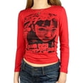 thumbnail image 2 of Diconna T-Shirt Blouse à Manches Longues à Col Rond pour Femme avec Imprimé Visage Humain, 2 of 8