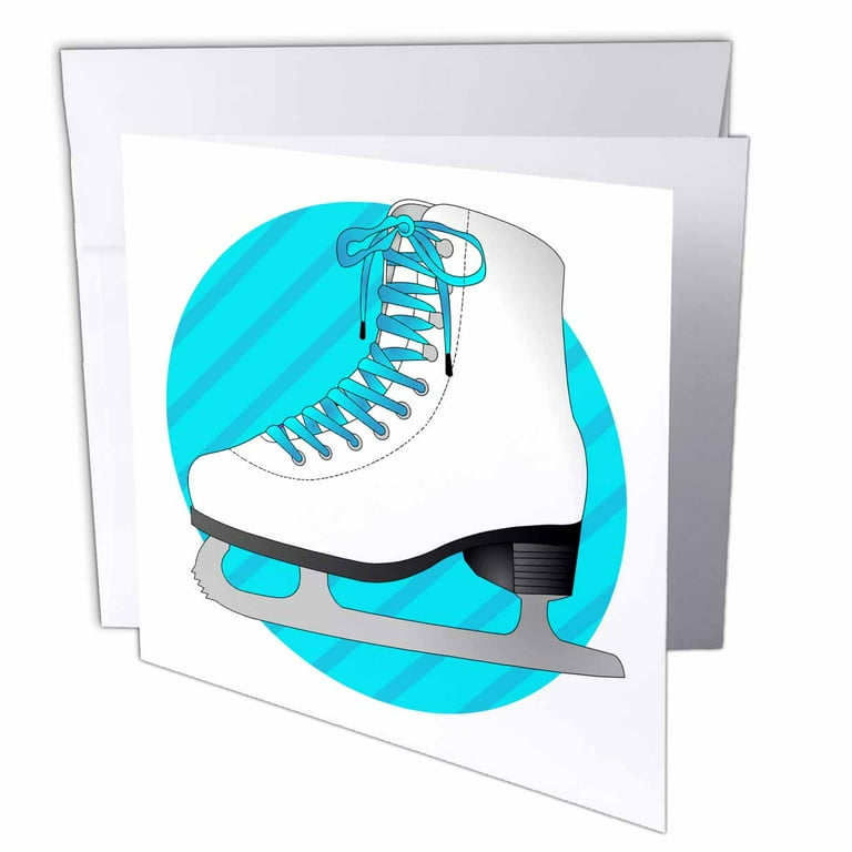 3dRose Figure Skating Gifts - Blue Ice Skate on Stripes, Greeting Card, 6 x  6 inches, single