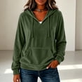 thumbnail image 4 of Staron Women's Hoodie Soft Hooded Long Sleeve V Neck Solid Casual Comfy Loose Pullover Sweatshirt Army Green L, 4 of 5