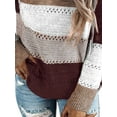 thumbnail image 4 of FASHIONWT Women Fall V-Neck Long Sleeve Pullover Matching Color Hooded Jumper Sweater, 4 of 4