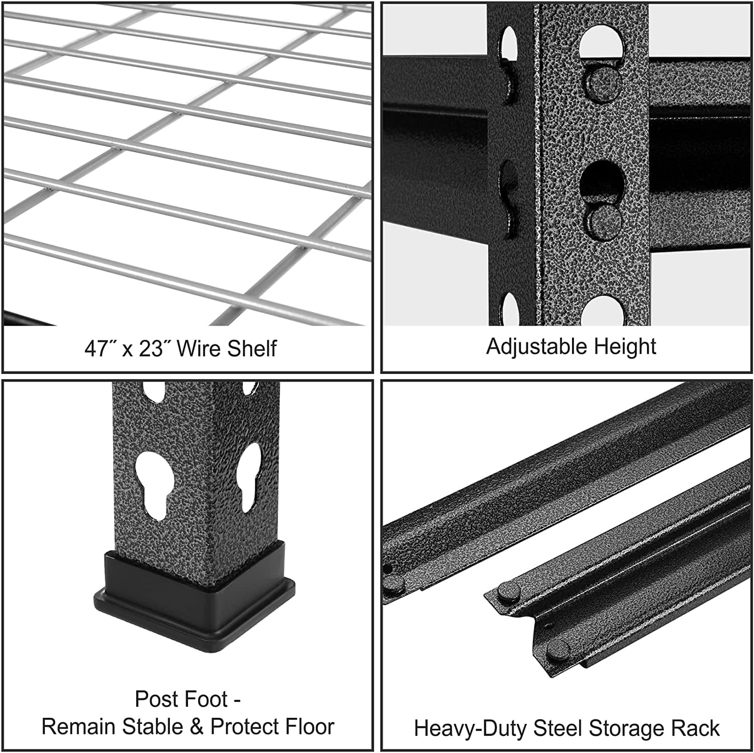 WORKPRO 5-Tier Metal Storage Shelving Unit, 48"W x 24"D x 72"H, 4000 lbs Load Capacity (Total), Black
