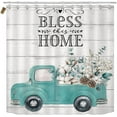 thumbnail image 4 of 4PCS Rustic Farmhouse Shower Curtain Set, Antique Red Truck Car Vintage Farm Pickup Truck Tractor Dog Autumn Fall Barn Cabin Lodge Country Bathroom Decor, Non-Slip Bath Mat Toilet Rug, 4 of 7