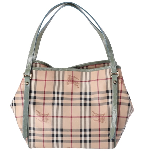 Pre-Owned Burberry Check Canterbury Shoulder Bag Coated Canvas Green