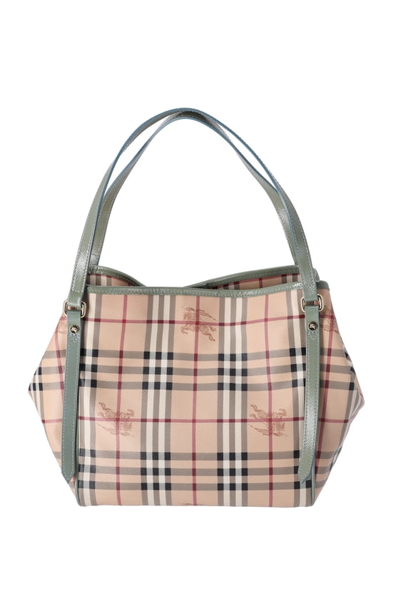 Pre-Owned Burberry Check Canterbury Shoulder Bag Coated Canvas Green