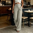 thumbnail image 5 of DeHolifer Women's Pants High Waist Casual Solid Color Straight Leg Work Business Dressy Pants Gray M, 5 of 6
