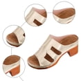 thumbnail image 5 of Rokment Boho Vintage Platform Chunky High Heels Slides Sandals for Women Ladies 2026 Beach Summer Trendy Leather Open Toe Block Heeled Dress Slip on Slippers Gold Size 8.5, 5 of 7