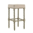 thumbnail image 2 of Home Square 2 Piece Linen Bar Stool Set with Wood Base in Weathered Gray, 2 of 6