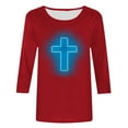 thumbnail image 4 of Honeeladyy Womens Easter Cross Printed Tunic Tops Christian Jesus Religious Loose 3/4 Sleeve Blouse Tees Gift Red XXXL, 4 of 4