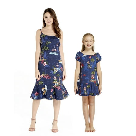 

Matching Hawaiian Luau Mother Mermaid Dress Daughter Muumuu Dress in Christmas Santa in Hawaii