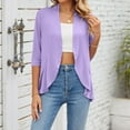 thumbnail image 3 of Mittory Women Cardigan 3/4 Sleeves Open Front Lightweight Cardigan Draped Ruffles Knit Cardigan, 3 of 8