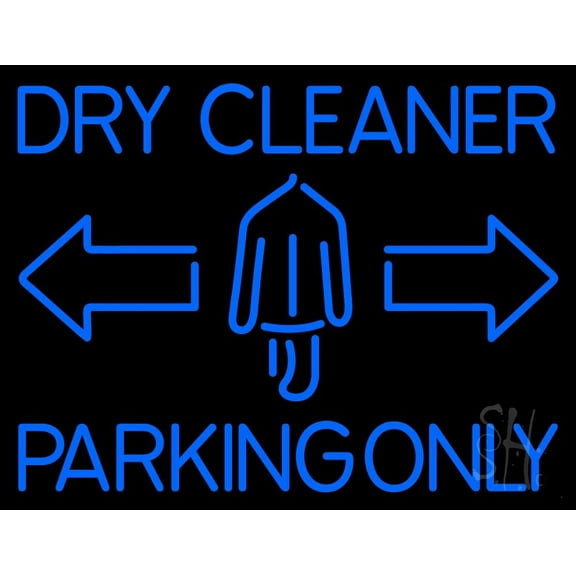Dry Cleaner Parking Only LED Neon Sign 24" Tall x 31" Wide - inches, Black Square Cut Acrylic Backing, with Dimmer - Bright and Premium built indoor LED Neon Sign for Storefront.