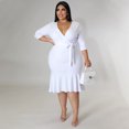 thumbnail image 2 of AURA Women V Neck Lace Ruffle Dress Casual Midi Summer Elegant Loose Fit Dress, 2 of 6