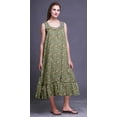 thumbnail image 3 of Bimba Dusty Green Floral Artistic Sleeveless Night Gown For Womens Cotton Printed Nightwear Ladies Sleepwear Large, 3 of 6