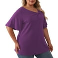 thumbnail image 4 of Daystry Women's Plus Size Short-Sleeve Tie Tops Tunic Wrap Sweetheart Lightweight Tee, 4 of 14