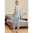 thumbnail image 5 of Ekouaer Pajamas for Women Set 2 Piece Lounge Set Short Sleeve Pjs Joggers Long Pants Sleepwear with Pockets, 5 of 6