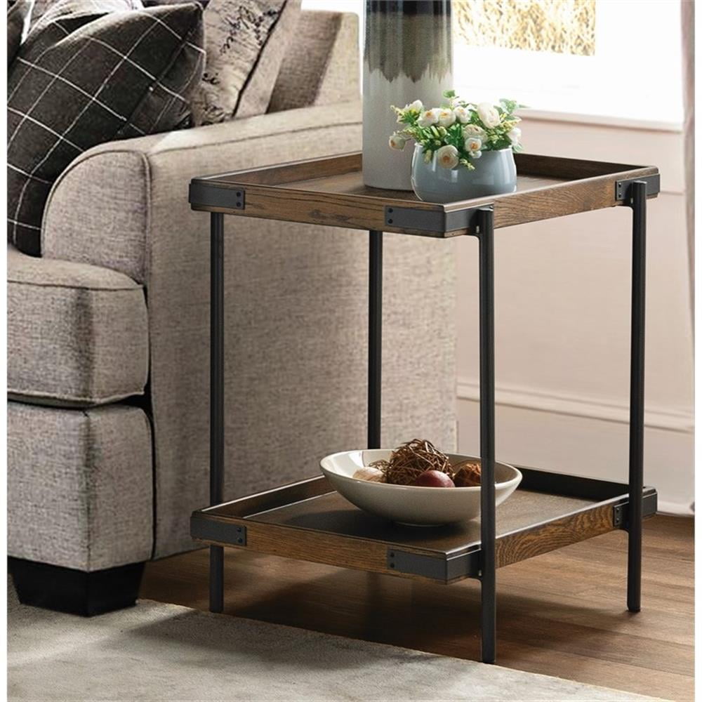 Alaterre Furniture Kyra Oak and Metal 4 Piece Coffee Table Set