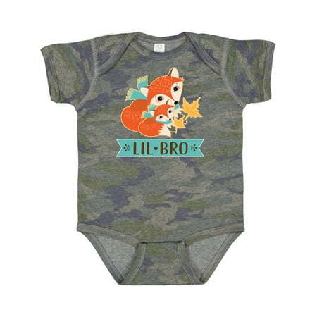 

Inktastic Little Brother Woodland Fox Lil Bro Gift Baby Boy Bodysuit
