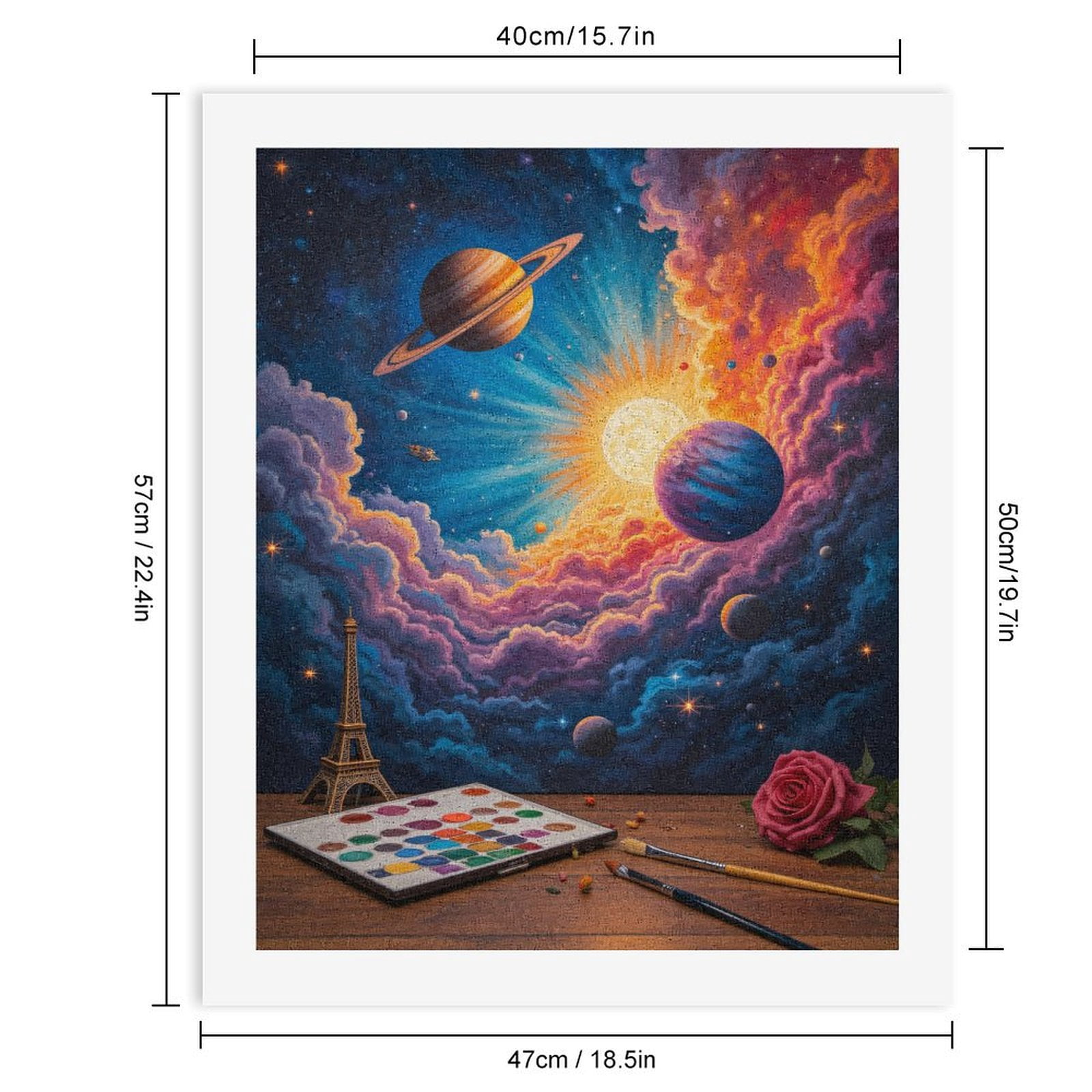 Paint By Numbers Kit for Adults Beginner - DIY Cosmic Fantasy Art Supplies Rose Canvas Painting Kits for Adults, Frameless Paint By Number for Adults for Home Wall Decor 16x20 Inch